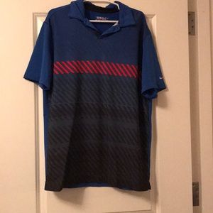 Nike Golf Polo - Blue/Red Stripe - large
